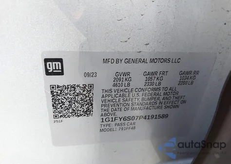 2023 Chevrolet Bolt Euv Fwd Lt z USA, uszkodzony, nr VIN 1G1FY6S07P4191589